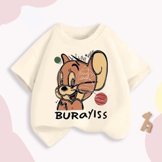 Áo thun ngắn tay cho bé trai in hình nhân vật Tom và Jerry một mặt, thoải mái và thoáng khí