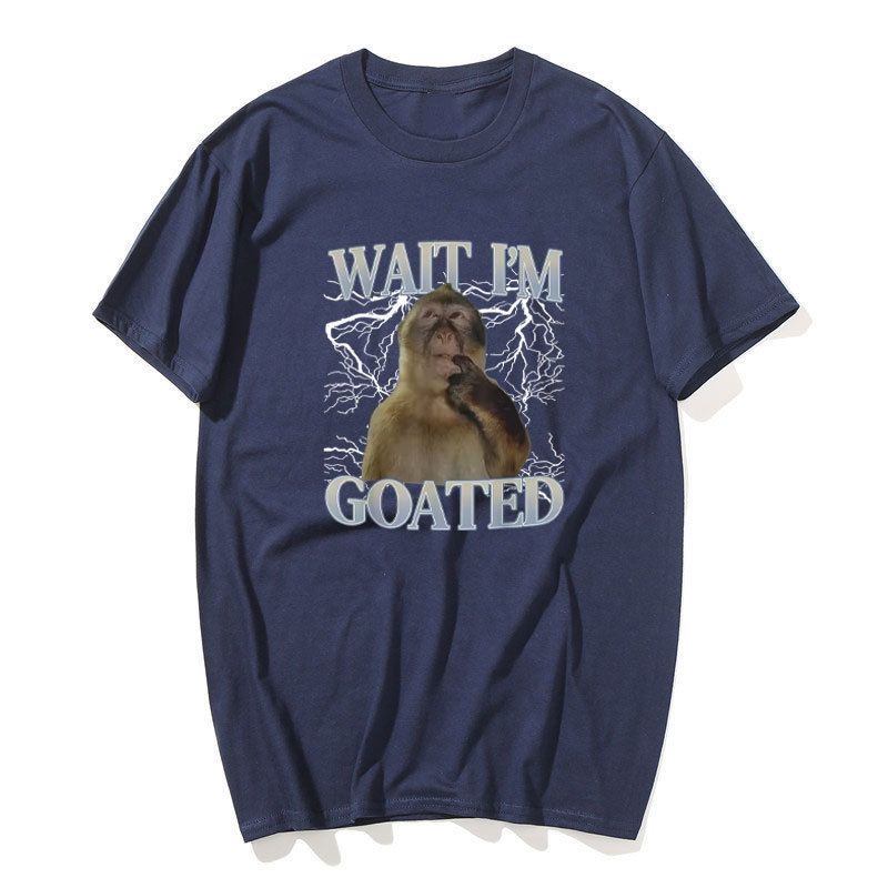 Áo sơ mi tay ngắn nam nữ, họa tiết meme khỉ ngộ nghĩnh, 100% cotton