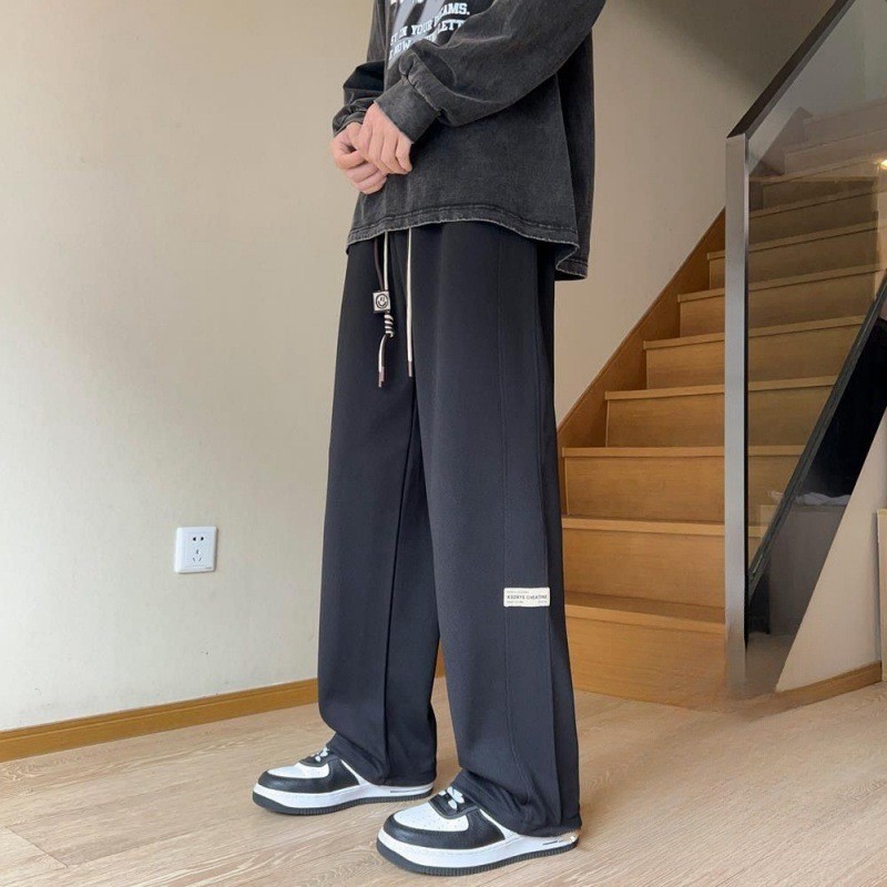 Mùa Xuân Mùa Hè Mỏng Phong Cách Drape Quần Ống Rộng Nam Quần Cao Cấp Phong Cách Mỹ Teen ins Dạo Phố Quần Thể Thao 0RXL