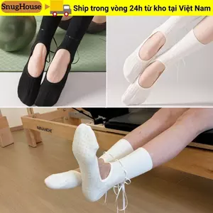 Tất Yoga SNUGHOUSE, Tất Pilates thấm mồ hôi bằng vải Cotton, Tất chống trượt thông thường có dây đeo thoáng khí