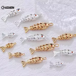KUZHEN Phong Cách Trung Hoa Kim Loại Hình Cá Quyến Rũ Pave Đỏ Zircon Mặt Dây Cho DIY Nelace Vòng Tay Bông Tai Trang Sức Làm Phụ Kiện HOT