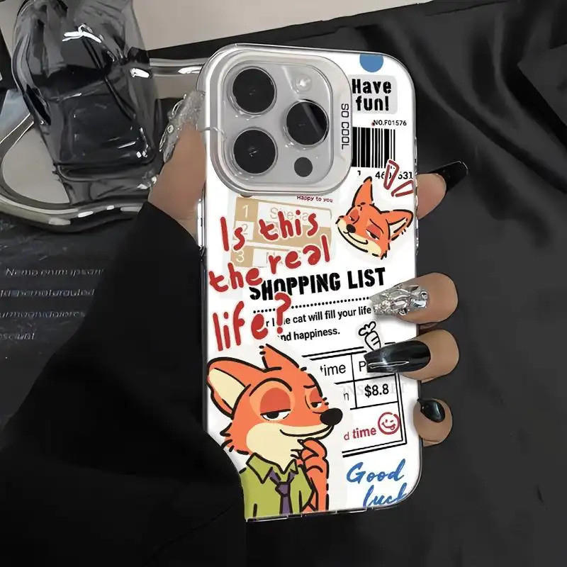 Ốp lưng trong suốt họa tiết Judy Nick, chống va đập bảo vệ toàn diện Bảo Vệ Camera Cấp iPhone 17/16/15/14/13/12/11 Max