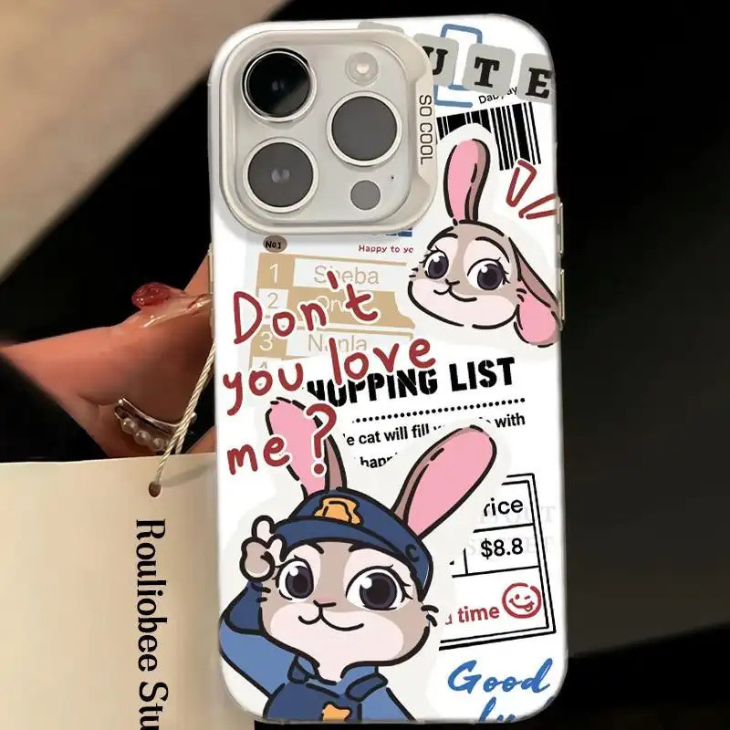 Ốp lưng trong suốt họa tiết Judy Nick, chống va đập bảo vệ toàn diện Bảo Vệ Camera Cấp iPhone 17/16/15/14/13/12/11 Max