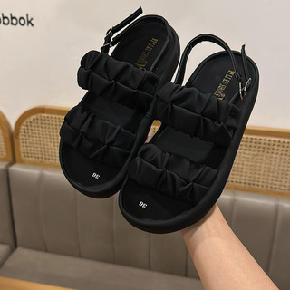 Sandal Nữ IGU  2 quai nhúng mũi tròn màu đen /nâu/trắng nhẹ chân da mềm thoải mái khi mang