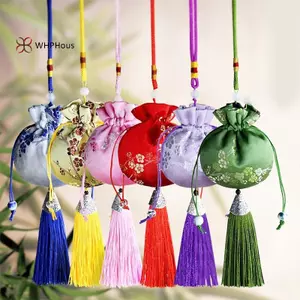 < WHPHous-t > Túi thêu thổ cẩm phong cách lụa Trung Quốc Túi vải thêu sel Mặt dây chuyền Túi dây rút cho túi quà tặng trang sức Đẹp