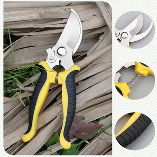 Kéo sân vườn Lưỡi dao sắc bén bằng thép không gỉ Tay cầm chống trượt Lò xo tự động Cắt tỉa sân vườn Màu vàng Đỏ