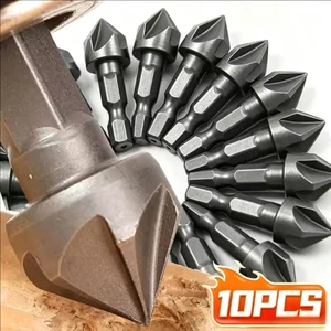 2 / 4 / 8 / 10 CÁI - Máy khoan chìm sáu lưỡi bằng thép Carbon Mũi khoan lục giác Dụng cụ mở lỗ chế biến gỗ Bộ mũi khoan Deburring