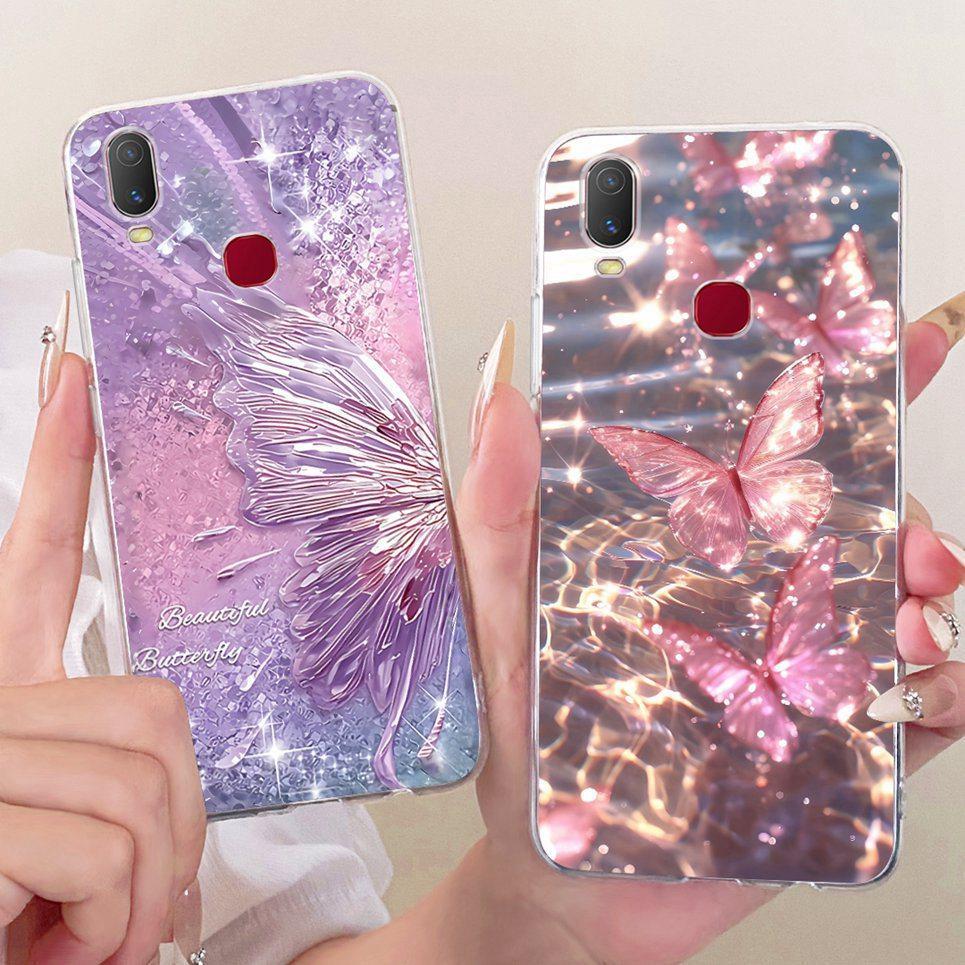 Jelly Bowknot Flower Butterfly Patten Ốp Lưng Cho Vivo Y11 2019 Y12i Vivo 1906 Vỏ Trong Suốt Silicon Mềm TPU Vỏ Điện Thoại