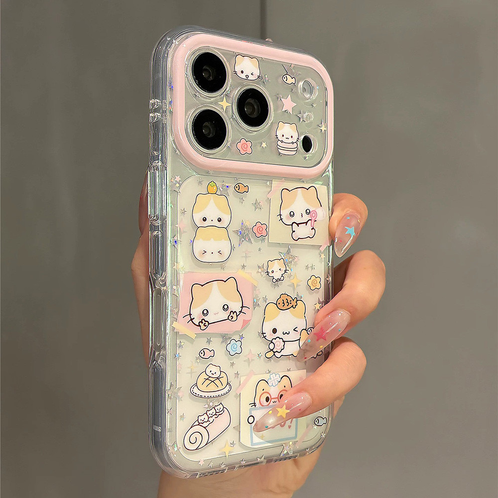 Ốp điện thoại Acrylic Star Cat Chain cho iPhone 17 Pro Max 16 15 Pro Max Vỏ bảo vệ chống sốc