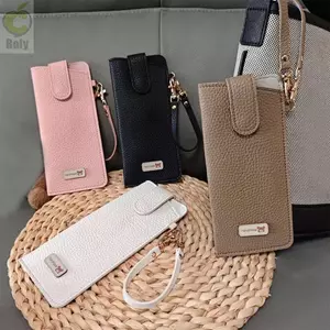 Túi đựng kính râm ROLY, có dây buộc Túi đựng kính râm bền, Quà tặng sáng tạo Màu trơn Di động bằng da PU treo kính râm Phụ kiện kính mắt