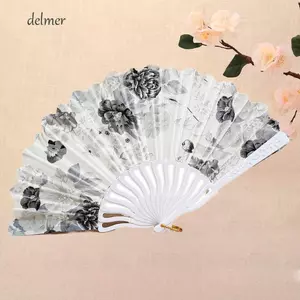 Quạt gấp tre DELMER, Quạt phong cách nghệ thuật cầm tay Quạt hoa, Quạt khiêu vũ thủ công họa tiết hoa cổ điển