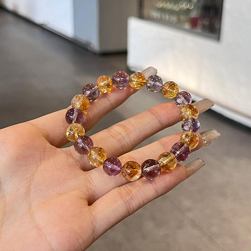 Mới Thạch Anh Tím Vòng Tay Nữ Ins Niche Thiết Kế Sự Giàu Có Thu Hút Cao Cấp Citrine Tháp Cổ Tay Pha Lê