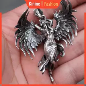 KIN Thời Trang Pappas Ác Thiên Thần Vòng Cổ Retro Bạc Cánh Thiên Thần Mặt Dây Chuyền Xương Đòn Dây Chuyền Trang Sức Cặp Đôi Cho Ngày Lễ Tình Nhân
