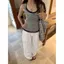 Áo yếm sọc màu tương phản không tay giả hai mảnh lưng đẹp mặc bên ngoài Hot Girl Top