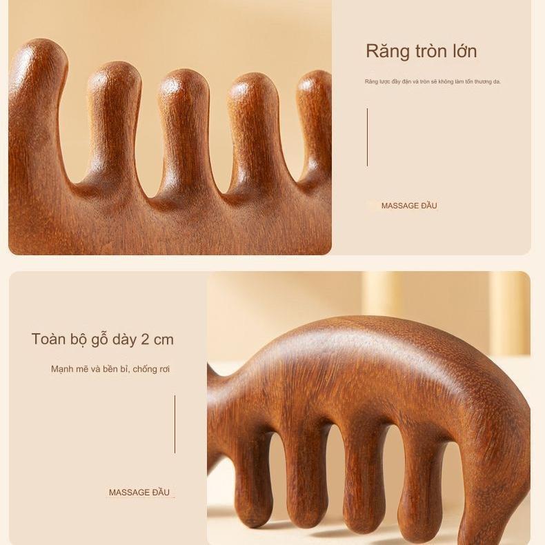 【🔥Bán chạy Tháng 7】Lược Gỗ Nguyên chất: Massage đầu & Gua Sha toàn thân, lưu thông máu, giảm mệt mỏi hiệu quả!