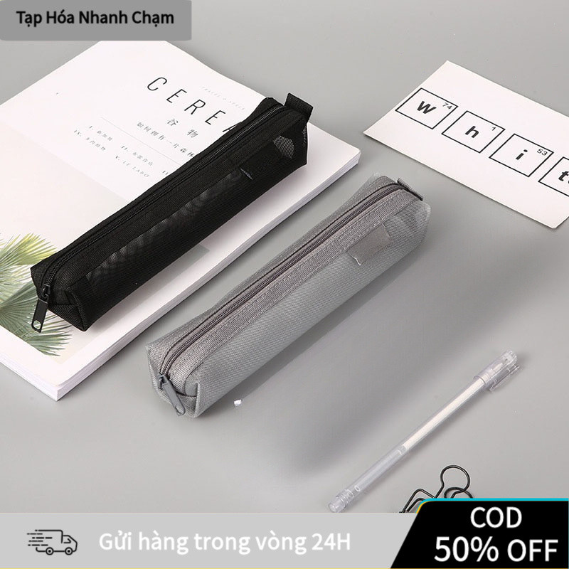 [COD] Hộp Đựng Bút Chì Mini Trong Suốt - Vải Lưới Bền, Độ Cứng Vừa Phải, Mẫu Mã Đơn Giản Sang Trọng