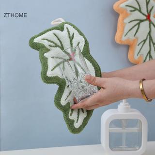 ZTHOME Lá Khăn Lau Tay San Hô Lông Tơ Khăn Vệ Sinh Nhà Bếp Hộ Gia Đình Mềm Mại Thấm Hút Sáng Tạo Phòng Tắm Khăn Tay HOT