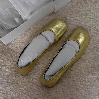 Phiên Bản Da Cừu ~ Hàng Phong Cách Vàng Vuông Ngón Chân Nông Miệng Bên Trong Tăng Chiều Cao Bà Giày Mary Jane Giày Đơn Nữ Đế Bằng Giày Nữ