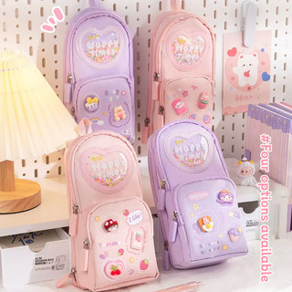 Hoạt Hình Túi Đựng Bút Chì Dễ Thương Hộp Đựng Bé Gái Dung Tích Lớn Ba Lớp Học Sinh Schoolbags Hoạt Hình Văn Phòng Phẩm
