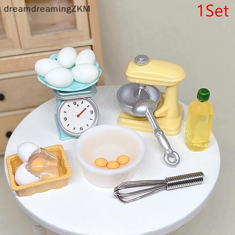[dreamdreaming] 1 Bộ 1: 12 Nhà Búp Bê Máy Đánh Trứng Bột Thu Nhỏ Cán Pin Cắt Ban Chai Dầu Dụng Cụ Nướng Bánh Mô Hình Trang Trí Nhà Bếp [zkm]