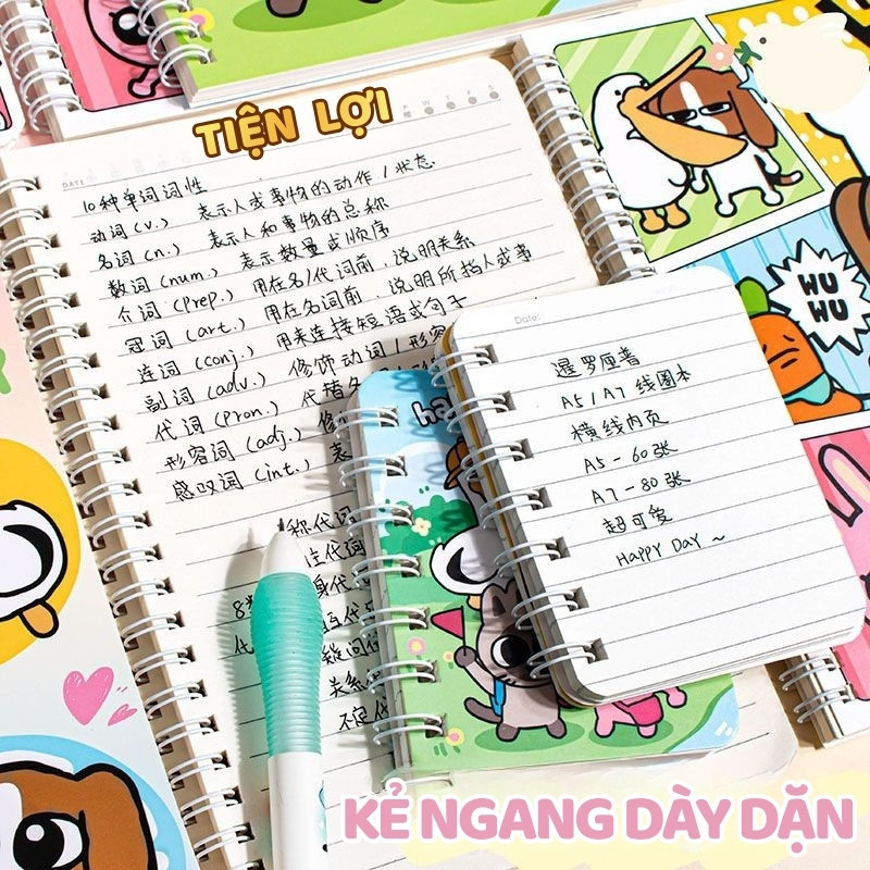 Sổ Tay ghi chép Lò Xo A5 60 Trang Hình Hoạt Hình – Vở Thiết Kế Đơn Giản Cute, Tiện Dùng Cho Ghi Chép Học Tập