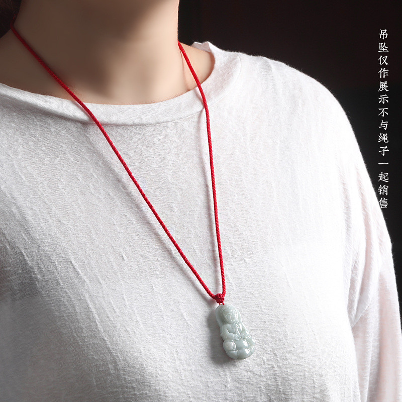 Dây chuyền đỏ handmade với khóa ngọc và mặt dây chuyền ngọc, phù hợp nam giới