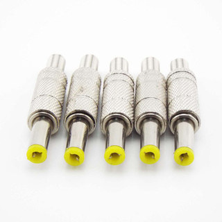 14mm Bạc Kim Loại 5.5x2.1mm 5.5x2.5mm DC Điện Nam Cắm Jack Adapter Hàn Đầu Vàng DC Nguồn 5.5 2.1 17VN1