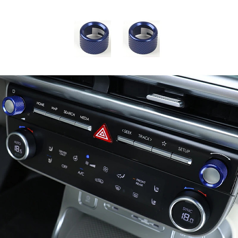 Một Cặp Hợp Kim Nhôm Âm Thanh Phím Điều Chỉnh Núm Đỏ Xanh Đen Konb Vòng Viền Dành Cho Xe Hyundai IONIQ 9 Phụ Kiện
