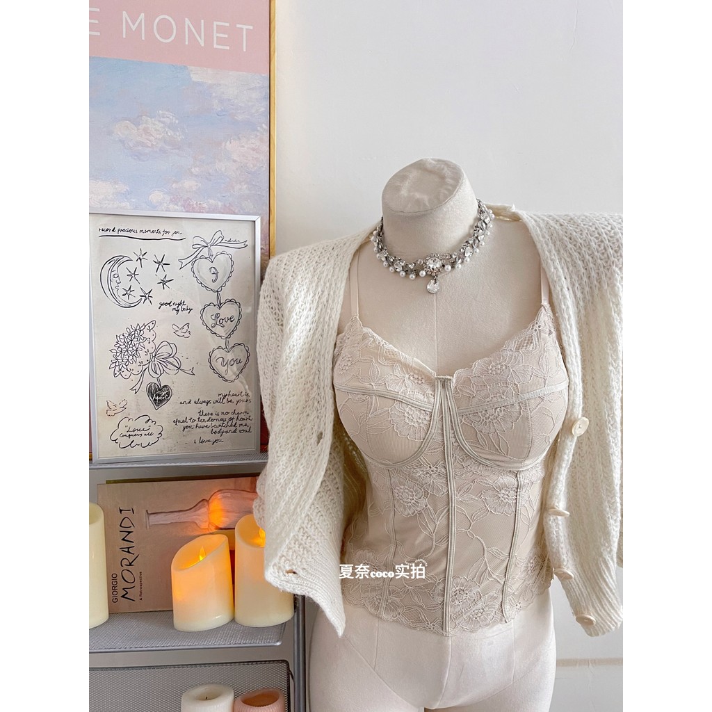 Áo ren gợi cảm thiết kế sling bên trong có miếng lót ngực, form slim tôn body