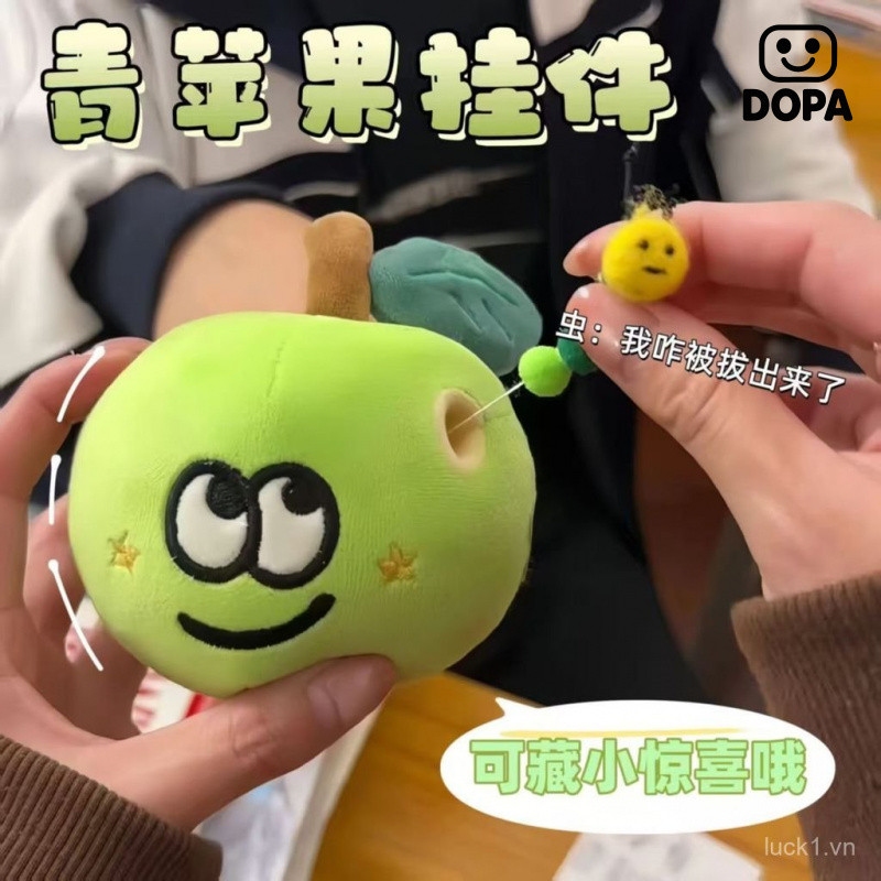 Spike Price Apple Caterpillar Mặt Dây Chuyền Sang Trọng Búp Bê Dễ Thương Sâu Dài Hòa Bình Trái Cây Móc Khóa Ẩn Nhẫn Quà Tặng Bất Ngờ
