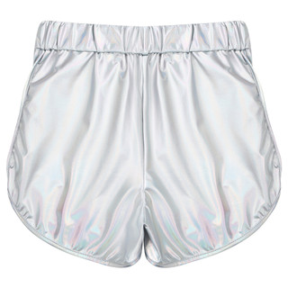 Yhong Nam Kim Loại Sáng Bóng Booty Quần Short Co Giãn Eo Bên Túi Slim Fit Quần Short Nóng Cho Thể Hình Hộp Đêm Yoga