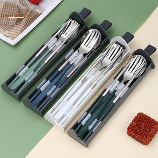 Bộ dụng cụ du lịch bằng thép không gỉ TRTR 304 Bộ dụng cụ tái sử dụng Cắm trại Muỗng nĩa có vỏ Đũa và Flatware Bộ dao kéo di động VN