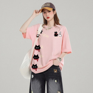 HIIXIIVI 2026 Mùa Hè Cotton Tee Phong Cách Hàn Quốc Nữ Tay Ngắn Thời Trang Unisex Cổ Tròn Rời Plus Kích Thước Áo Thường Ngày