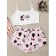 K Dệt Kim Camisole Hoa Văn Khác Nhau In Hình Thoải Mái Mỏng Phong Cách Bộ Đồ Ngủ Nhà Nữ 5.12