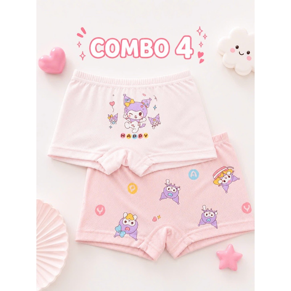 COMBO 2 - COMBO 5 Quần Chip Bé Gái cotton kháng khuẩn mềm mát, thoáng mát co giãn KUROMI