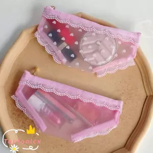 Túi lưới mỹ phẩm TOPTOOLCX, túi đựng đồ trang điểm ren trong suốt, đồ vệ sinh Y2K du lịch