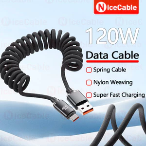 Cáp Dữ Liệu Sạc Siêu Nhanh 120W Nylon Dệt Sping Kính Thiên Văn Sạc Cáp Dữ Liệu Cắm Và Chạy Đa Năng 6A Dây Sạc Xe Hơi Cho Bàn Laptop