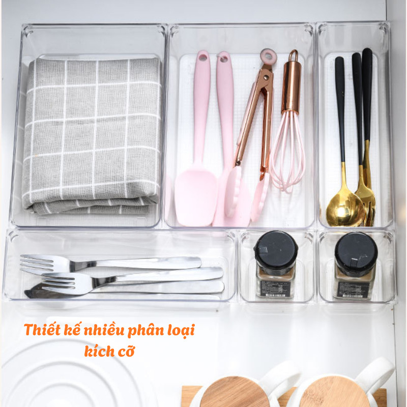 Khay Đựng Bút Để Bàn Trong Suốt, Hộp Chia Ngăn Tủ Bàn Làm Việc, Khay Đựng Văn Phòng Phẩm Mỹ Phẩm