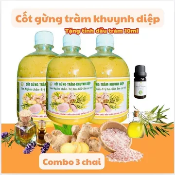 Combo 3 chai Cốt Gừng Tràm Khuynh Diệp Ngâm Chân Pha Tắm Giữ Ấm tặng muối ngâm chân tặng tinh dầu tràm 10ml