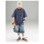 Áo thun Cotton thông thường cho trẻ em Hàn Quốc mùa hè sọc dáng rộng tay ngắn 80-170 Size 3ZSY