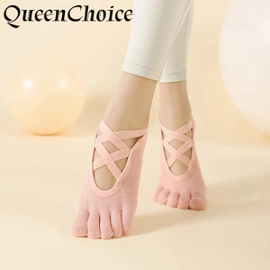 Phụ Nữ Chống Trơn Trượt Cross Thể Thao Tất Năm Ngón Chân Nữ Thể Thao Yoga Pilates 5 Ngón Tất
