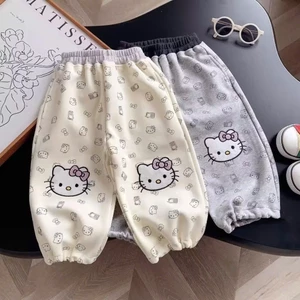 Quần Nỉ Bé Trai, Bé Gái HỌA TIẾT IN MẶT MÈO ĐÁNG YÊU QC33 K.Kid Vải Mềm Mát size 8-20 kg