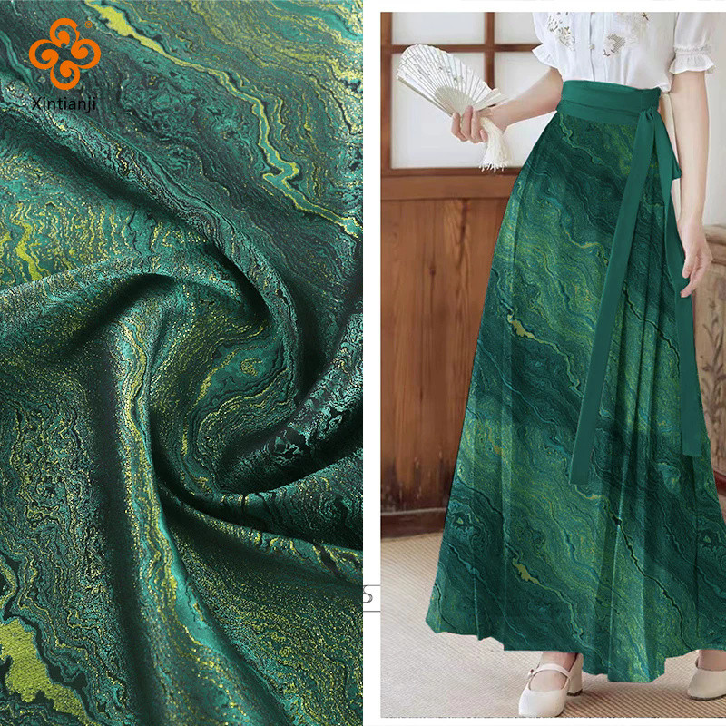 Retro Kim Loại Galaxy Satin Thổ Cẩm Vải Jacquard Cho Hanfu Mamian Váy Truyền Thống Trung Quốc Quần Áo DIY May