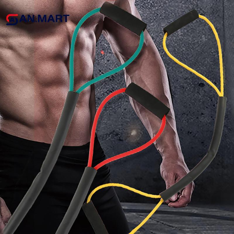 Dây kháng lực cao su 8 hình có tay cầm, tập thể dục, đấm bốc, hỗ trợ đùi chân