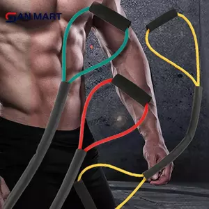 Dây kháng lực cao su 8 hình có tay cầm, tập thể dục, đấm bốc, hỗ trợ đùi chân