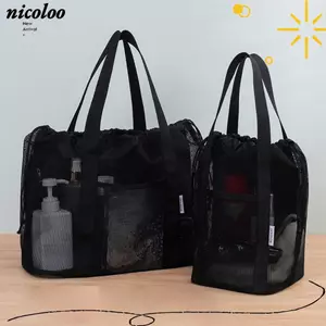 Túi rửa lưới NICOLOO, Túi xách di động dung tích lớn, Túi lưới đi biển Unisex