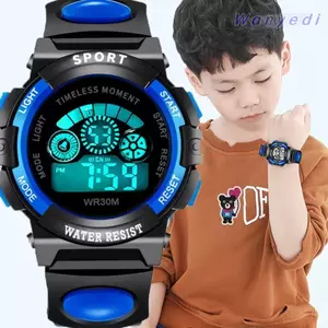 Đồng hồ kỹ thuật số trẻ em WANYEDI, Đồng hồ điện tử trẻ em nhẹ chống sốc, Đồng hồ thể thao phát sáng cho trẻ em cho bé trai và bé gái