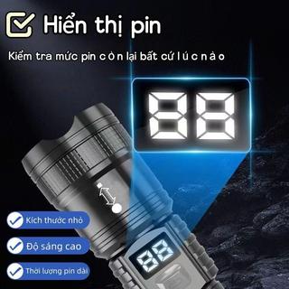 Đèn pin laser trắng màn hình kỹ thuật số, siêu sáng, thời lượng pin dài, đèn pin sửa chữa khẩn cấp đa chức năng ngoài