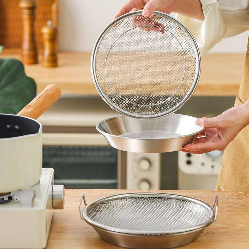 CANAMEK Thép không gỉ Chiên Lọc Dầu Khay Bếp Lưới Rây Lọc Để Thoát Dầu dư thừa từ Thực Phẩm Người Trợ Giúp Nấu Ăn CSF