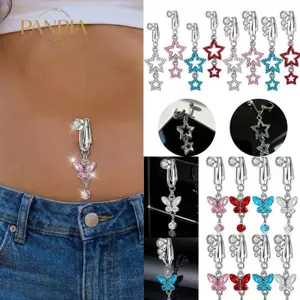 PNPIA- Kẹp bụng bướm thời trang không xuyên ngôi sao Pentagram Trang sức rốn Trang phục phụ kiện